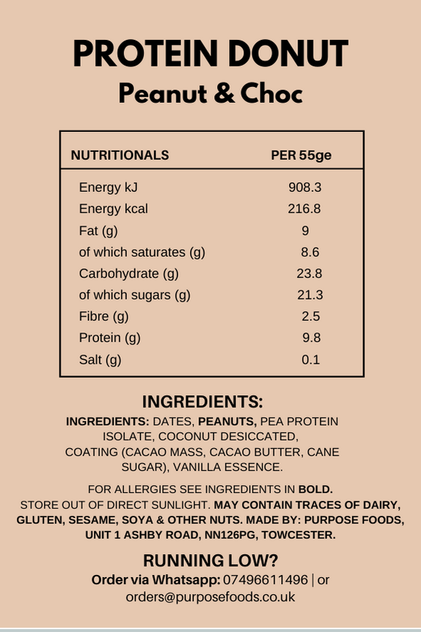 PEANUT & CHOC - COLD PRESSED PROTEIN DONUTS (24)